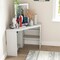 Costway Corner Computer Desk Triangle Writing Workstation w/ Storage Shelf White\Black